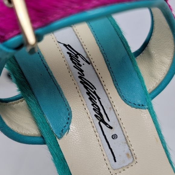 Brian Atwood Karin Multicolor Pony Hair Platform High Heel Sandal Shoes Size 39 - Picture 4 of 13